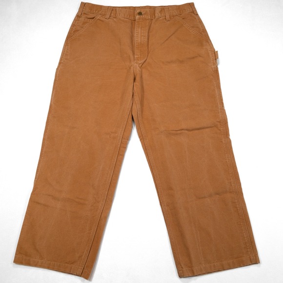 VINTAGE CARHARTT Mens 38x32 Brown Dungaree Fit Carpenter Utility Work Pants - Picture 2 of 7